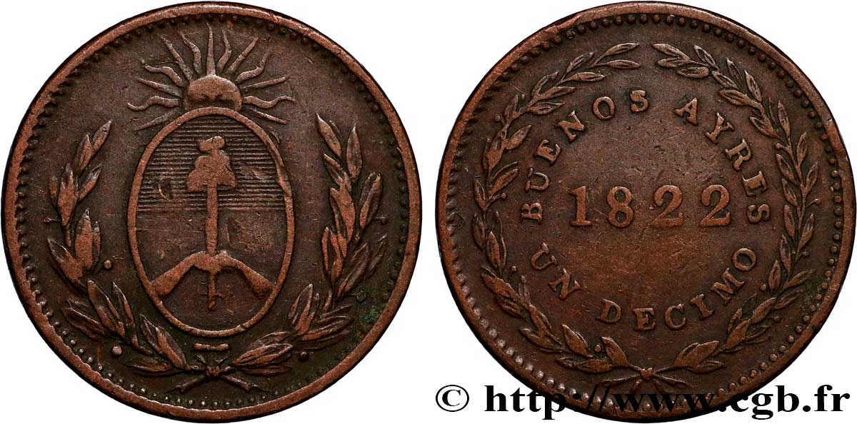 ARGENTINE 1 Decimo Buenos Aires 1822  TTB 