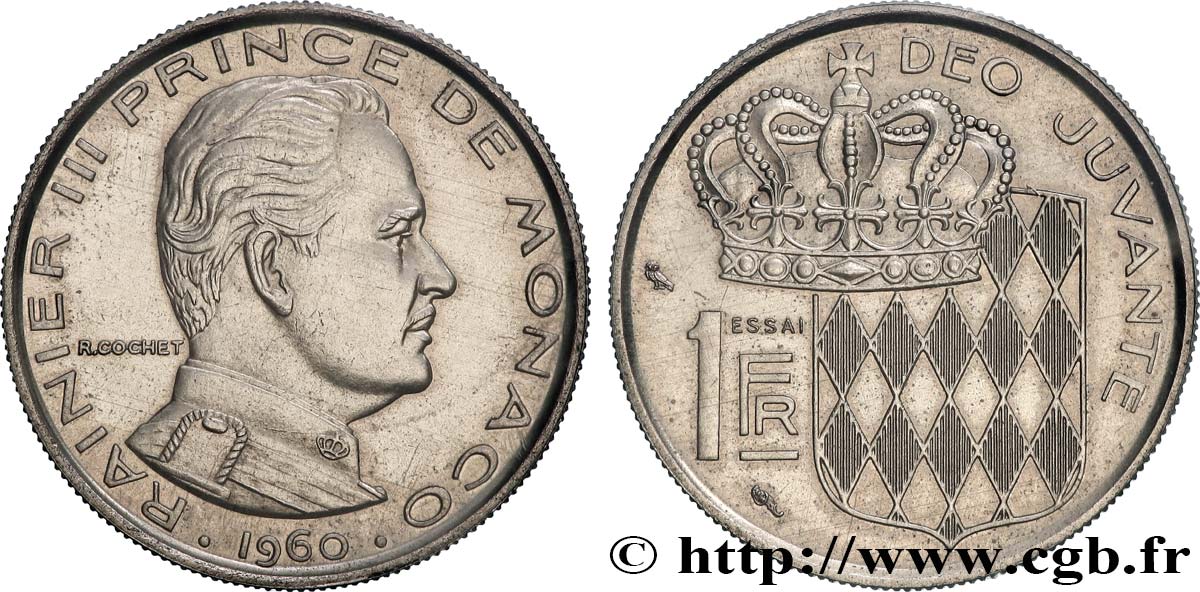 MONACO Essai de 1 Franc Rainier III 1960 Paris MS 