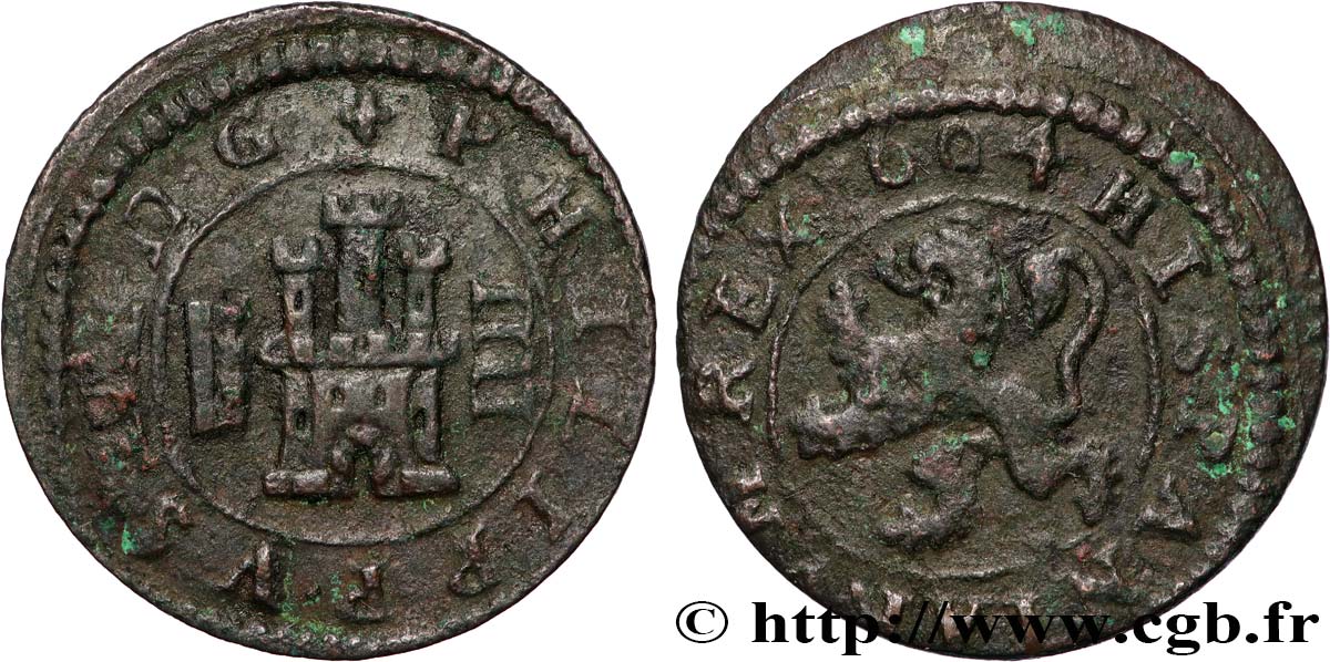 SPAGNA - REGNO DI SPAGNA - FILIPO III 4 Maravedis 1604 Ségovie MB 