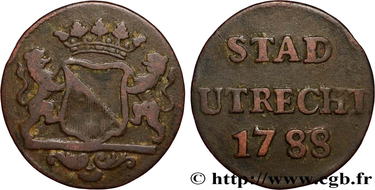 PAESI BASSI - PROVINCE UNITE 1 Duit Utrecht 1788  q.BB 