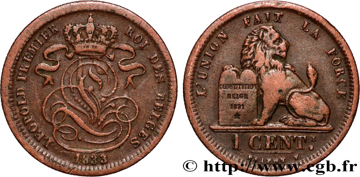 BELGIQUE 1 Centime Léopold Ier 1833  TTB 