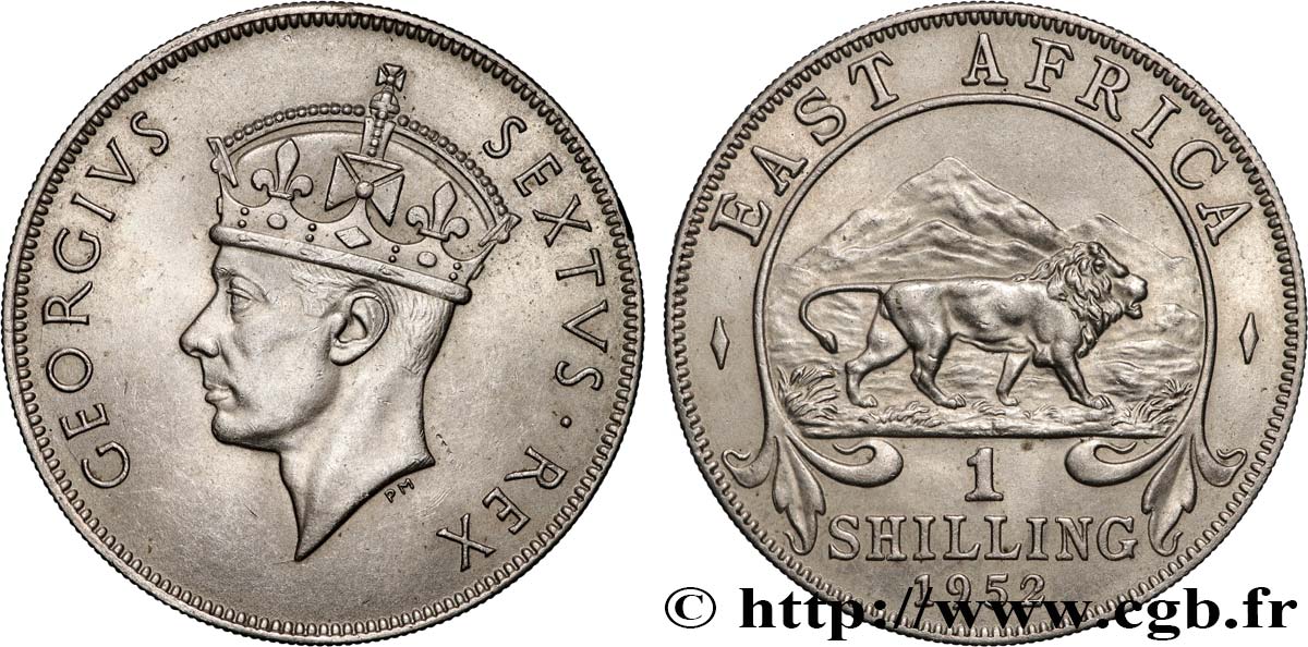 ÁFRICA ORIENTAL BRITÁNICA 1 Shilling Georges VI 1952 Londres EBC 