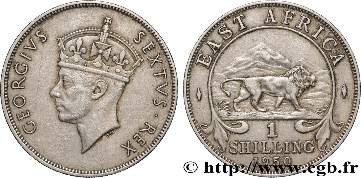 ÁFRICA ORIENTAL BRITÁNICA 1 Shilling Georges VI 1950 British Royal Mint MBC+ 