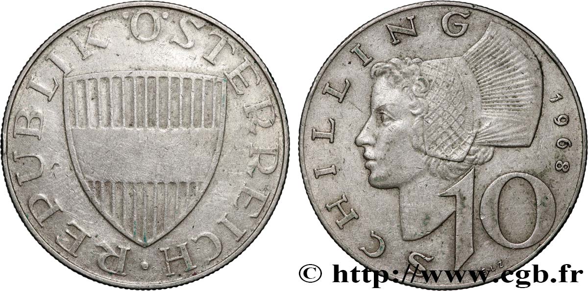 ÖSTERREICH 10 Schilling 1968  fVZ 