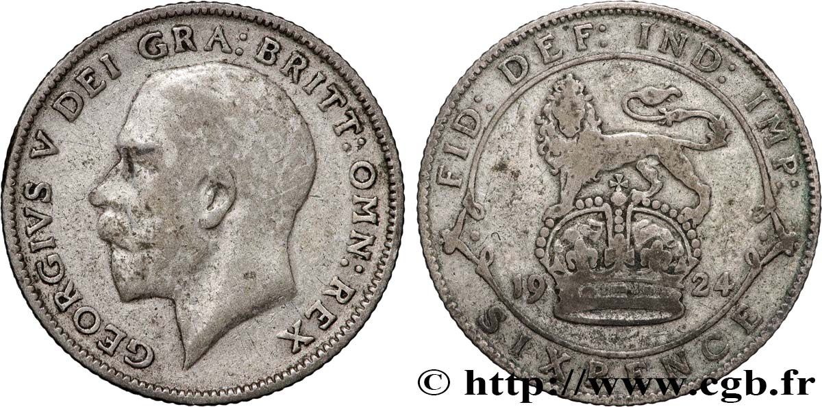 REINO UNIDO 6 Pence Georges V 1924  BC+ 