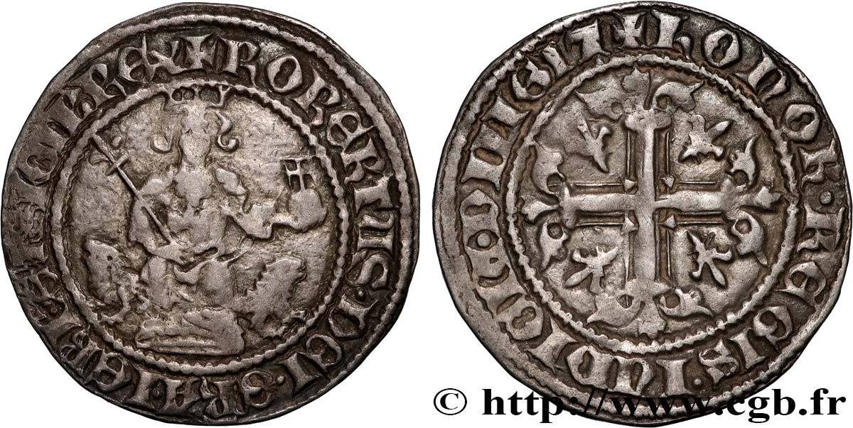 ITALY - KINGDOM OF NAPLES - ROBERT OF ANJOU Gigliato (Gillat) ou Carlin d argent n.d. Naples AU 