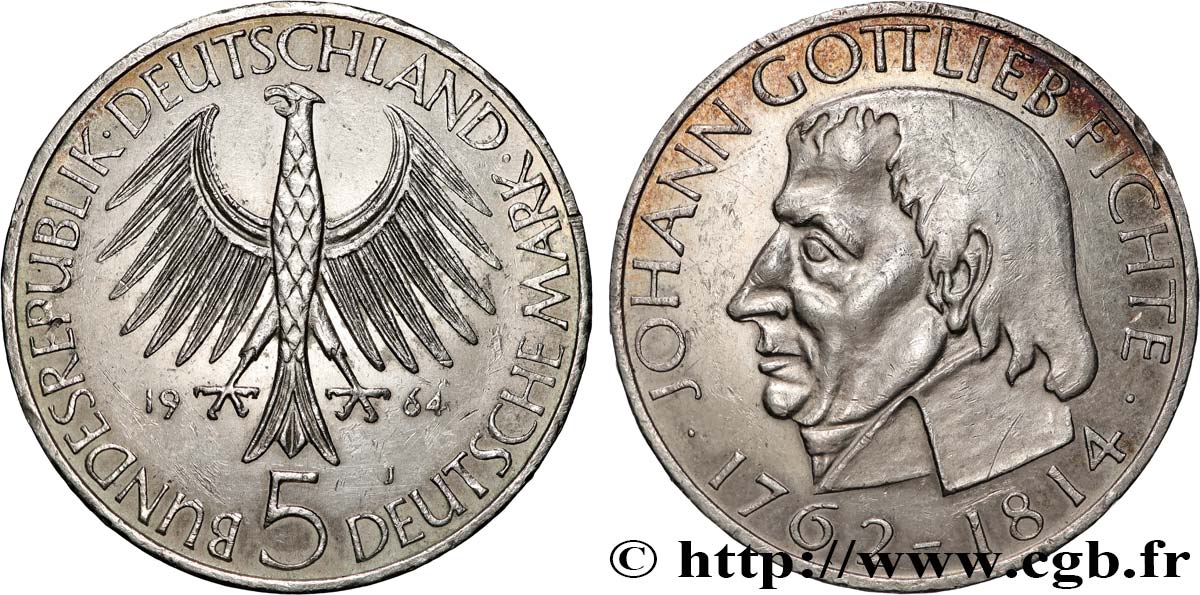 GERMANY 5 Mark Johann Gottlieb Fichte 1964 Hambourg - J AU 