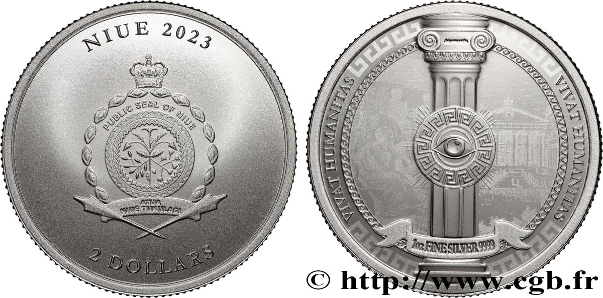 PLATA INVERSIÓN 1 Oz - 2 Dollars Proof Vivat Humanitas 2023  FDC 