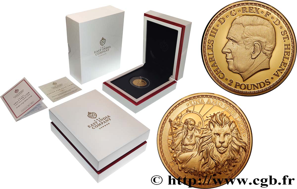 OR D INVESTISSEMENT 1/4 Oz - 2 Pounds (Livres) Una et le Lion 2023  FDC 