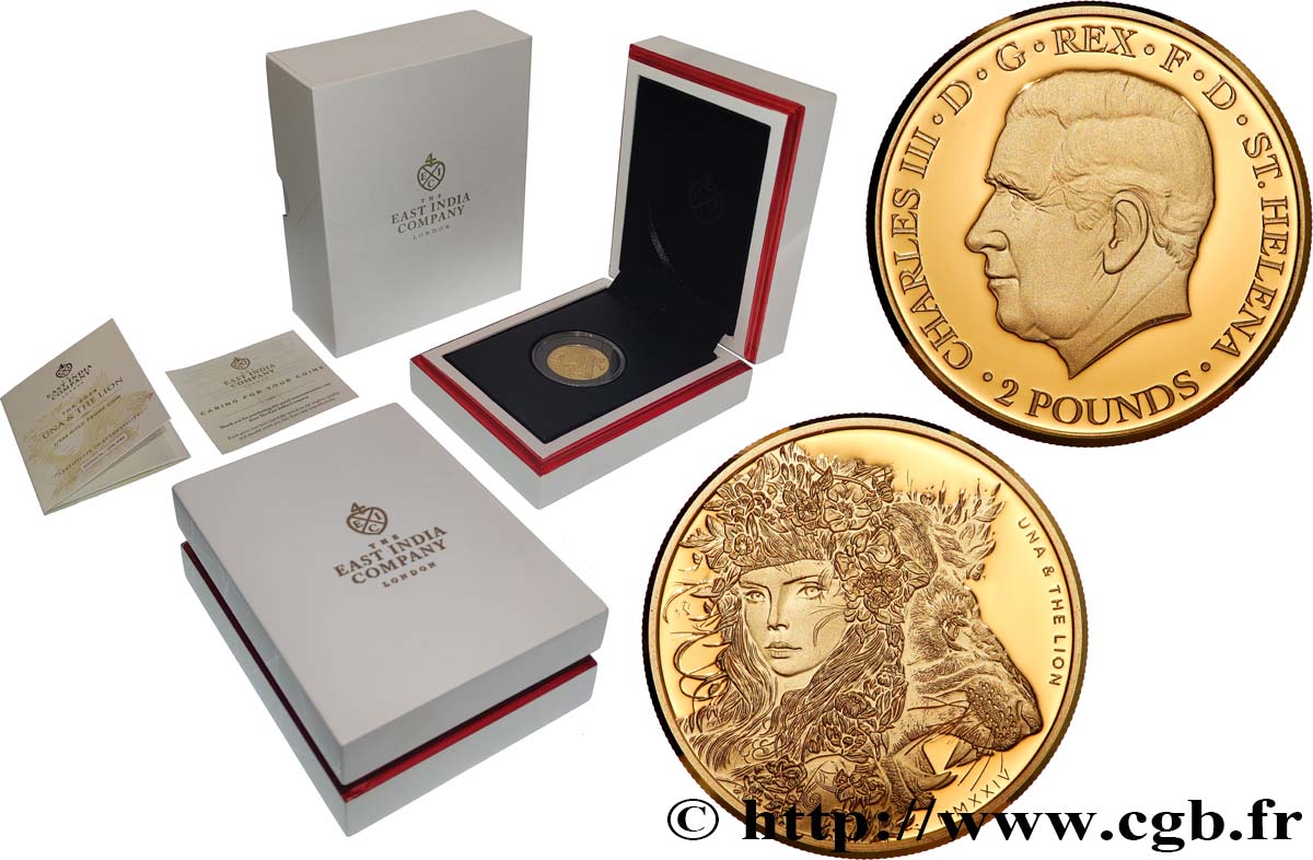 INVESTMENT GOLD 1/4 Oz - 2 Pounds (Livres) Una et le Lion 2024  ST 