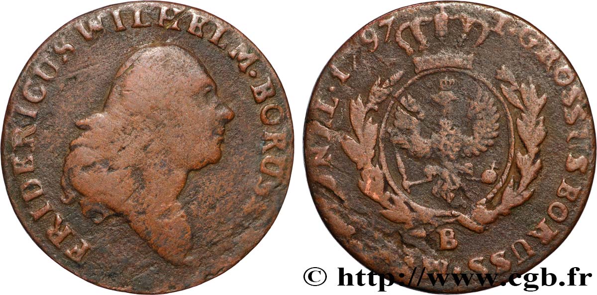 POLOGNE - PRUSSE MÉRIDIONALE 1 Grossus Frédéric-Guillaume II roi de Prusse 1797 Breslau TB 
