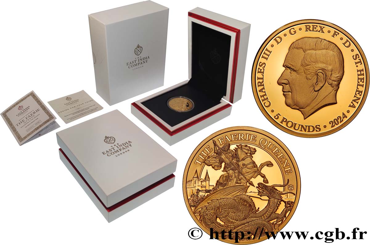 INVESTMENT GOLD 1 Oz - 5 Pounds (Livres) La Reine des Fées 2024  FDC 