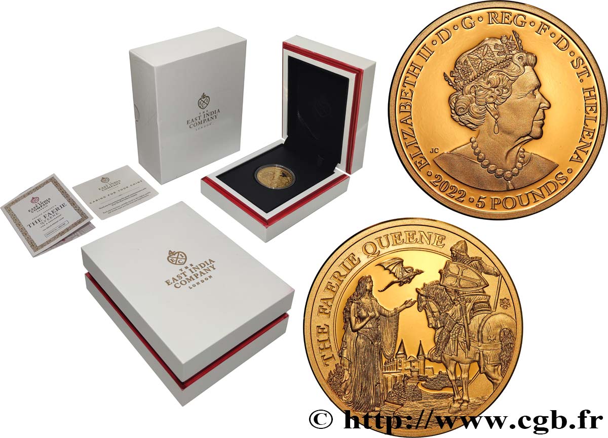 INVESTMENT GOLD 1 Oz - 5 Pounds (Livres) La Reine des Fées 2022  FDC 