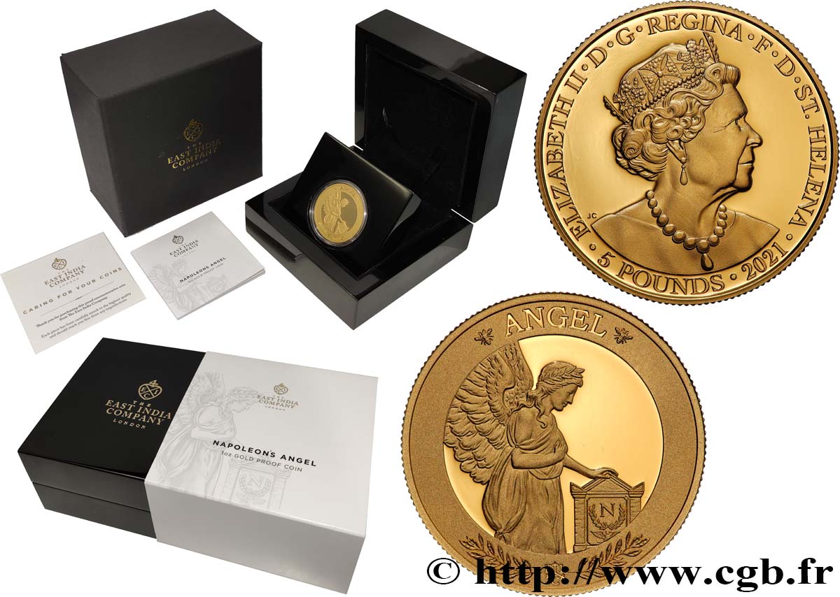 INVESTMENT GOLD 1 Oz - 5 Pounds (Livres) Ange de Napoléon 2021  ST 