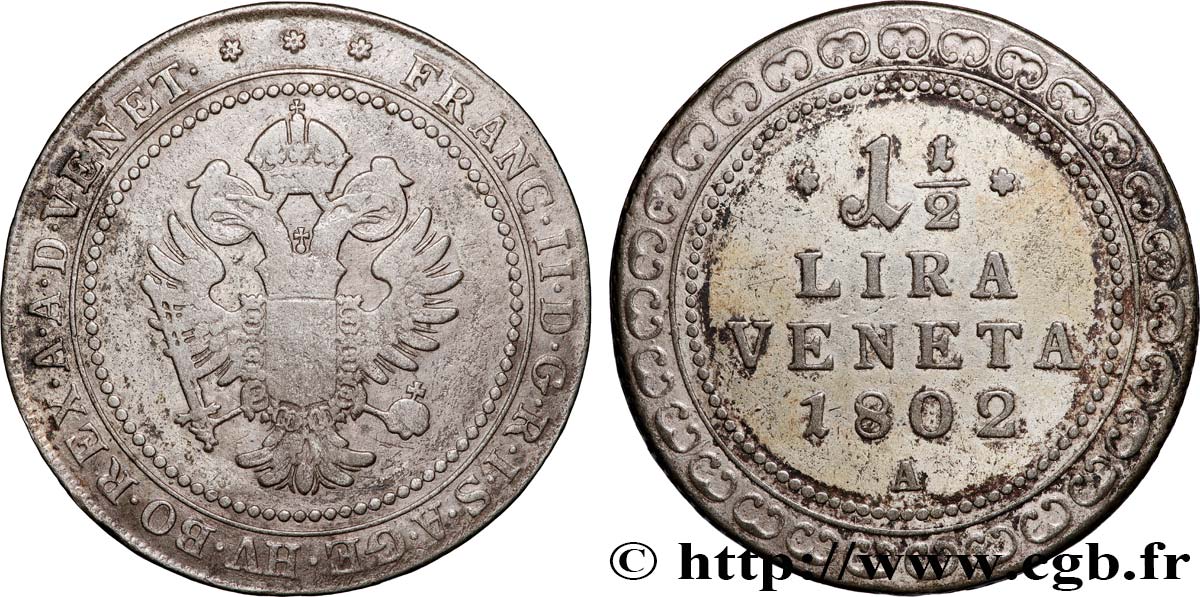 ITALY - VENICE 1 1/2 Lira François II 1802 Vienne VF 