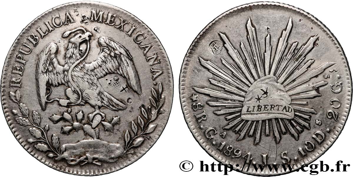 MÉXICO 8 Reales 1894 Guadalajara - Ga MBC 