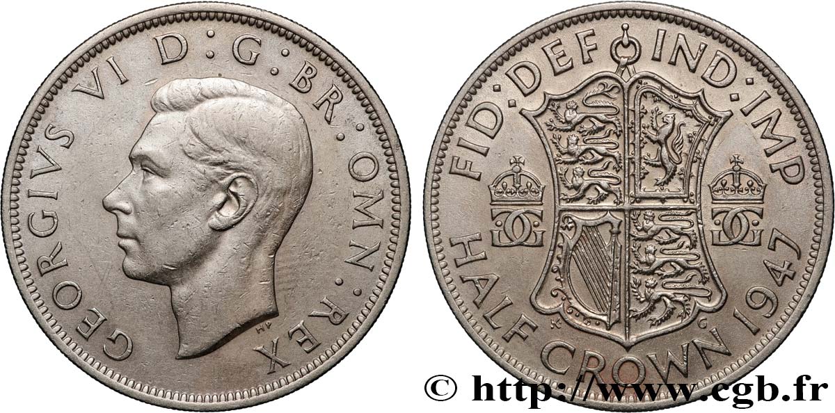 ROYAUME-UNI 1/2 Crown Georges VI 1947  TTB 