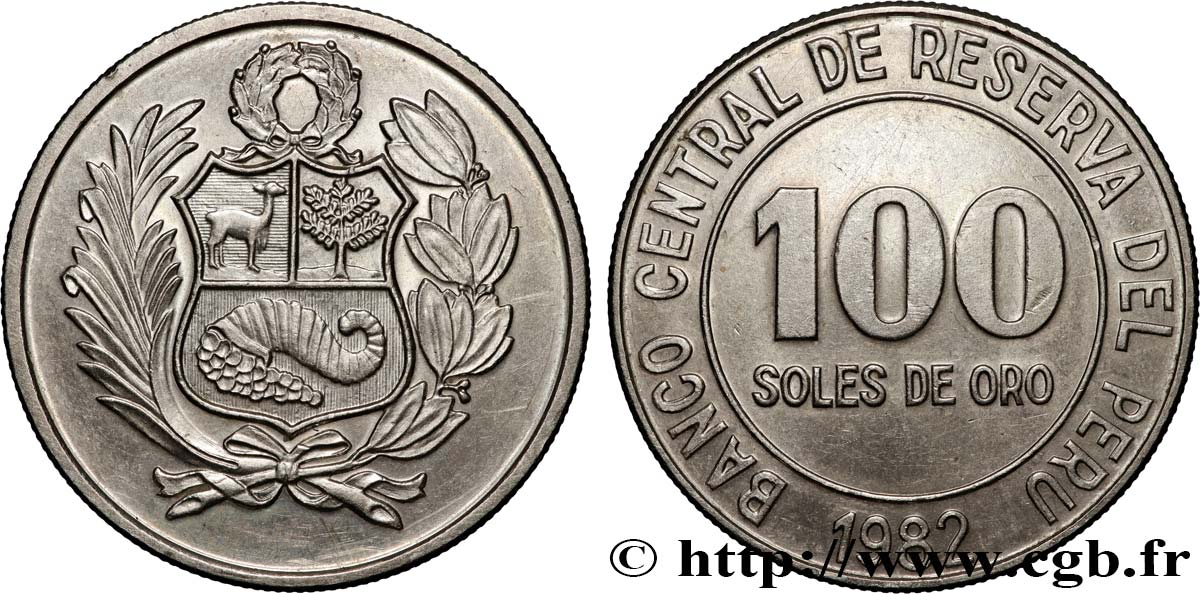 PÉROU 100 Soles de Oro 1982  SPL 