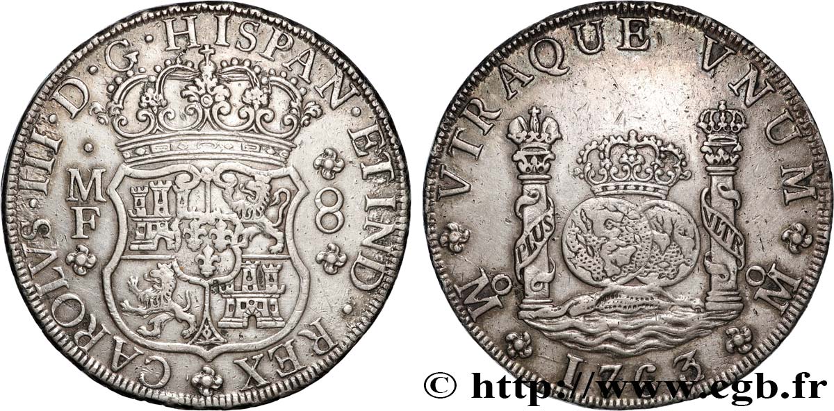 MEXIQUE 8 Reales Charles III 1763 Mexico TTB+ 