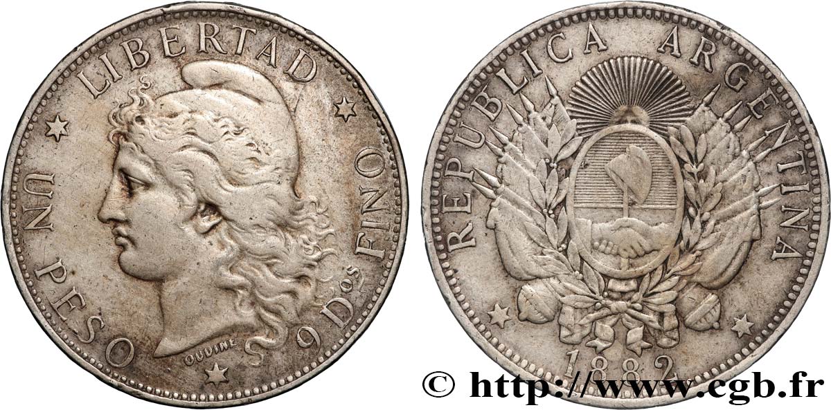 ARGENTINA 1 Peso  1882  MBC 