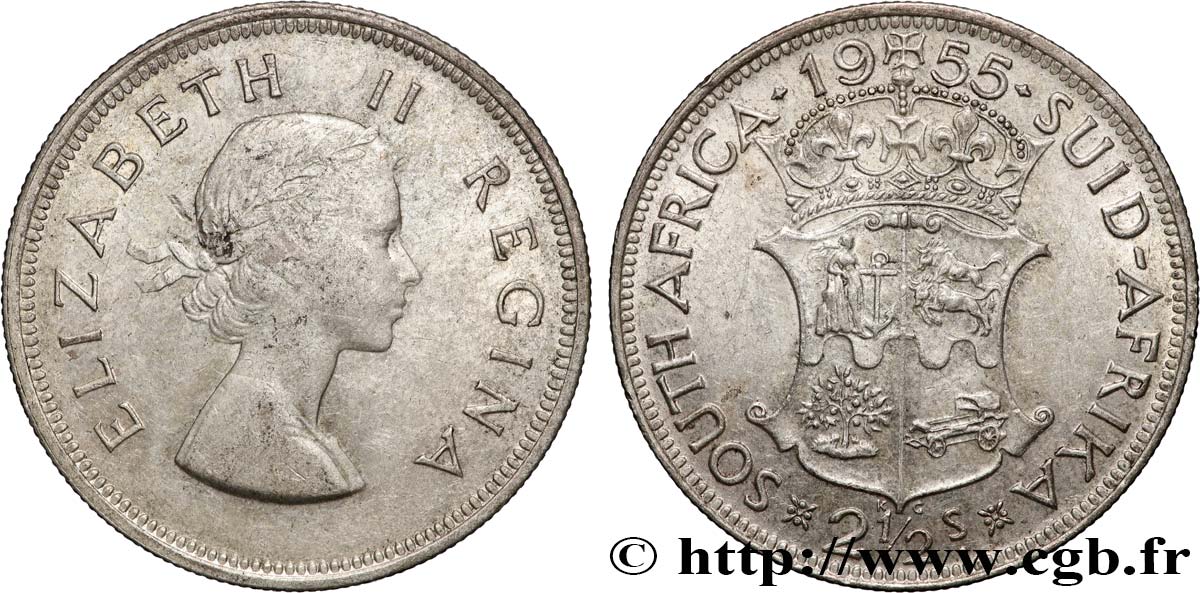 SUDAFRICA 2 1/2 Shillings Elisabeth II 1955 Pretoria BB 