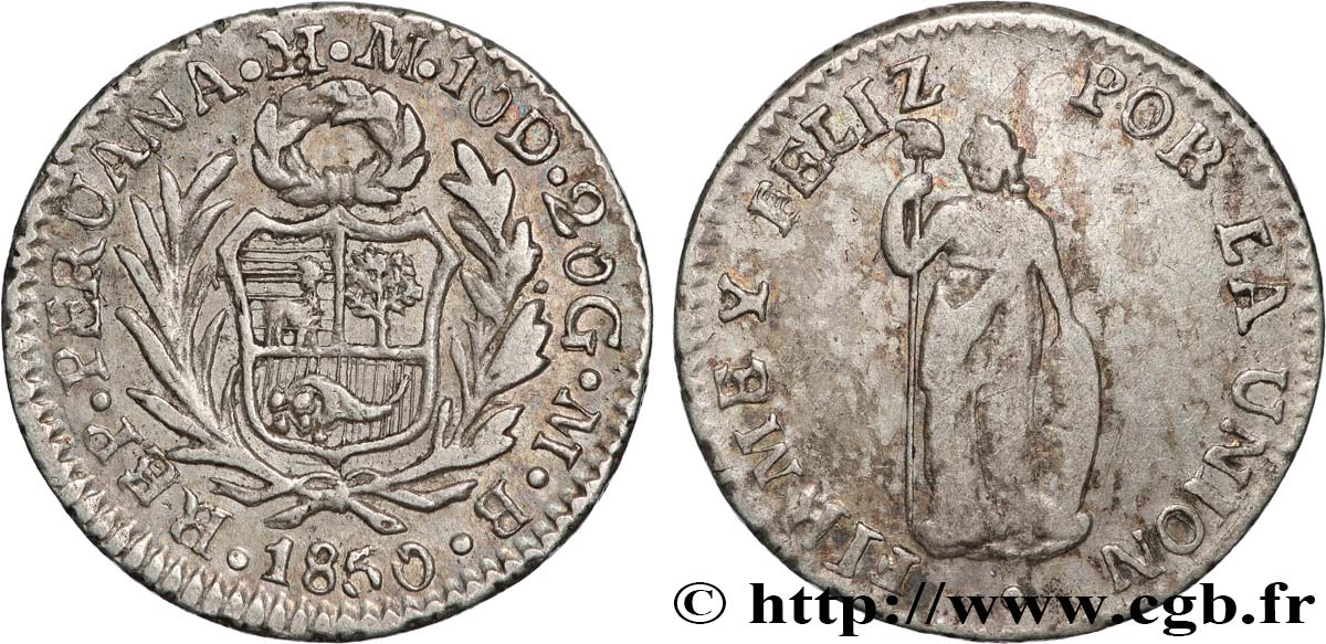 PERU 1/2 Real 1850 Lima q.SPL 