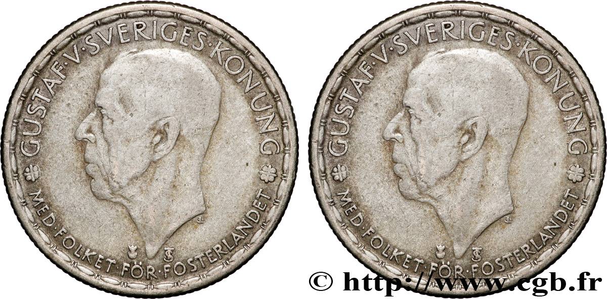 SWEDEN 1 Krona Gustave V 1947  VF 