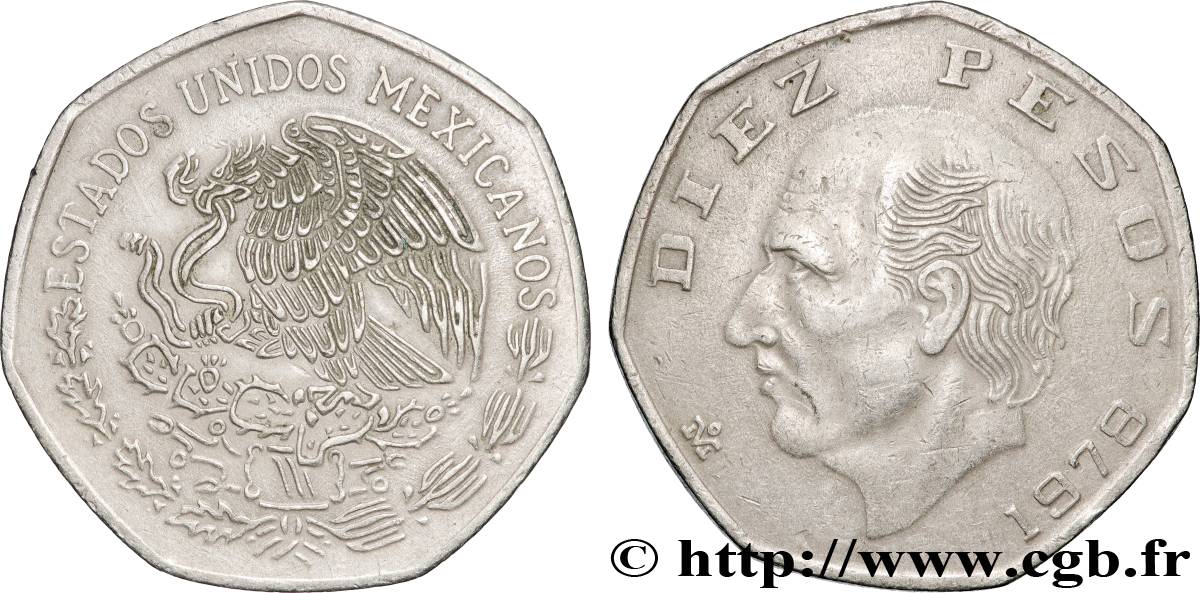 MEXIQUE 10 Pesos Manuel Hidalgo y Costilla 1978 Mexico SUP 