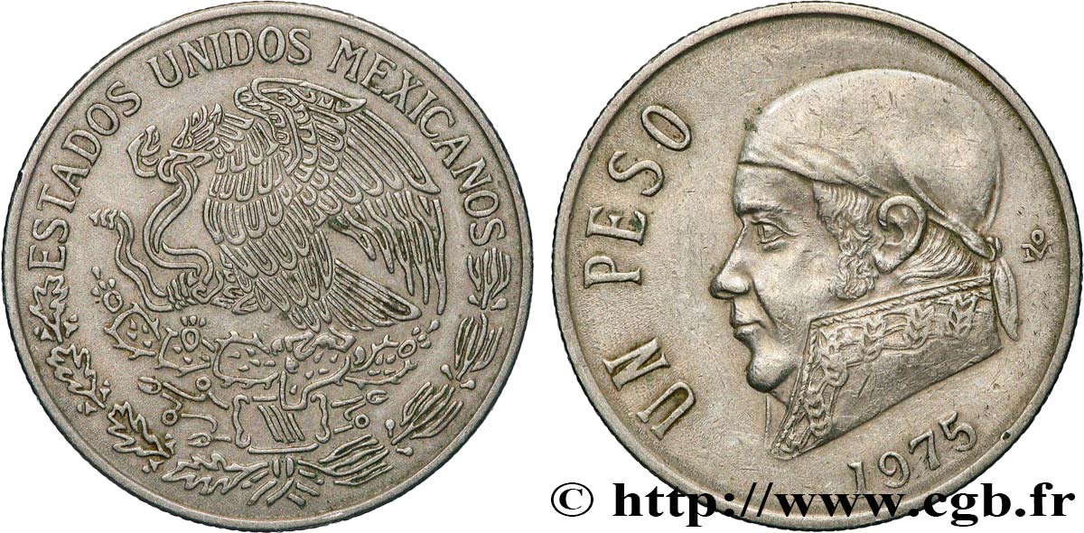 MEXIKO 1 Peso Jose Morelos y Pavon / aigle 1975 Mexico VZ 