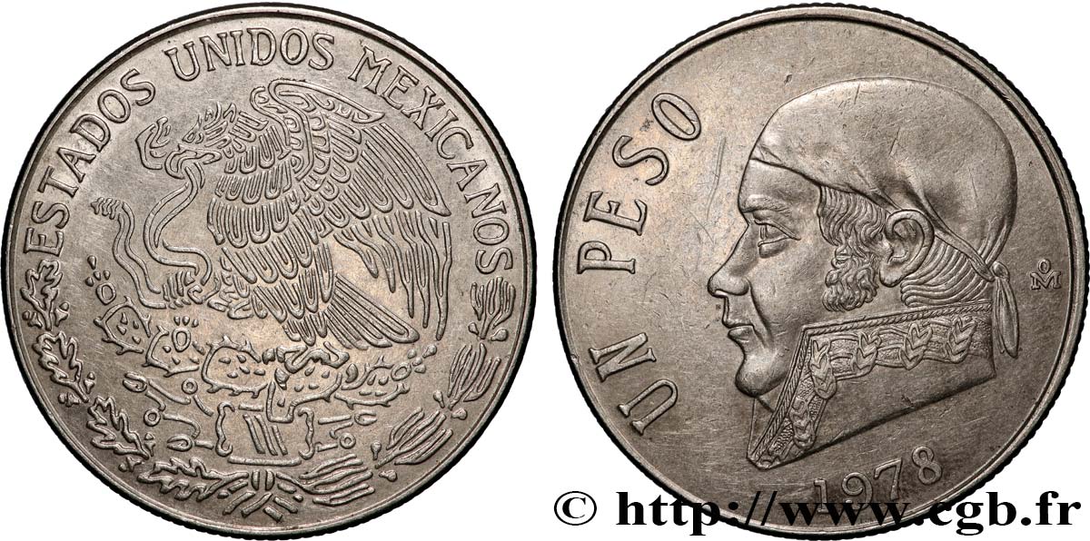 MESSICO 1 Peso Jose Morelos y Pavon 1978 Mexico SPL 