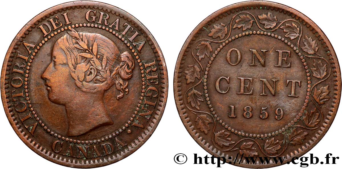 CANADA 1 Cent Victoria 1859  TB+ 