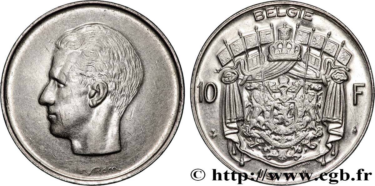 BELGIQUE 10 Francs roi Baudouin légende flamande 1971 Bruxelles SUP 