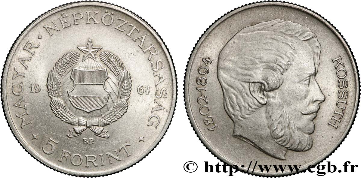 HUNGARY 5 Forint Lajos Kossuth 1967 Budapest AU 