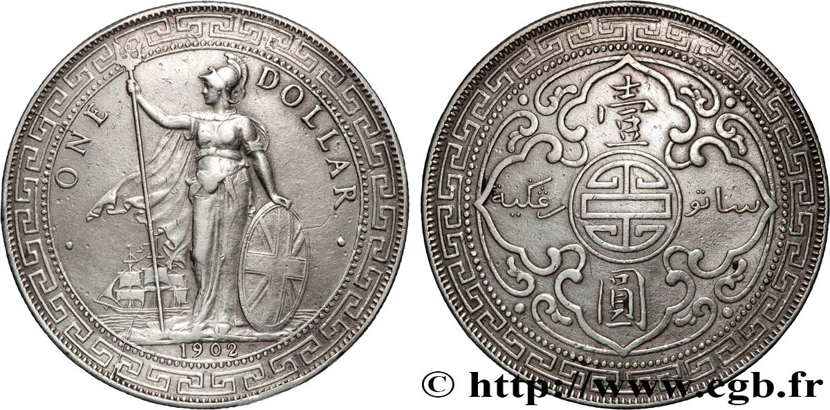 GRANDE BRETAGNE - VICTORIA Trade dollar 1902 Bombay TTB 