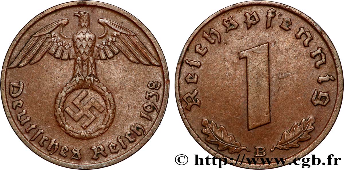 GERMANY 1 Reichspfennig aigle et swastika 1938 Vienne AU 