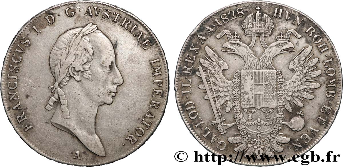 AUSTRIA - FRANCIS OF AUSTRIA Thaler 1828 Vienne XF 