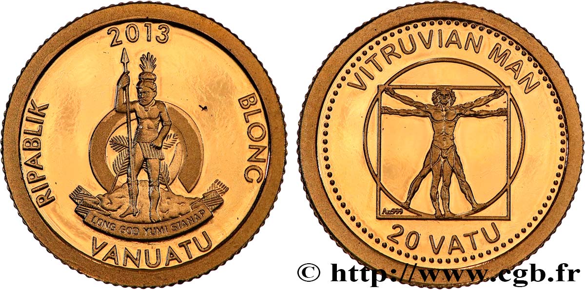 VANUATU 20 Vatu Proof Homme de Vitruve 2013  ST 