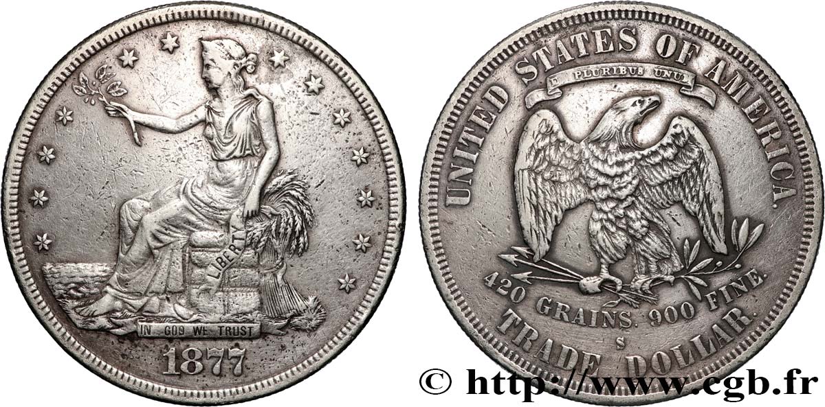 ÉTATS-UNIS D AMÉRIQUE 1 Dollar type “Trade Dollar” 1877 San Francisco TTB 