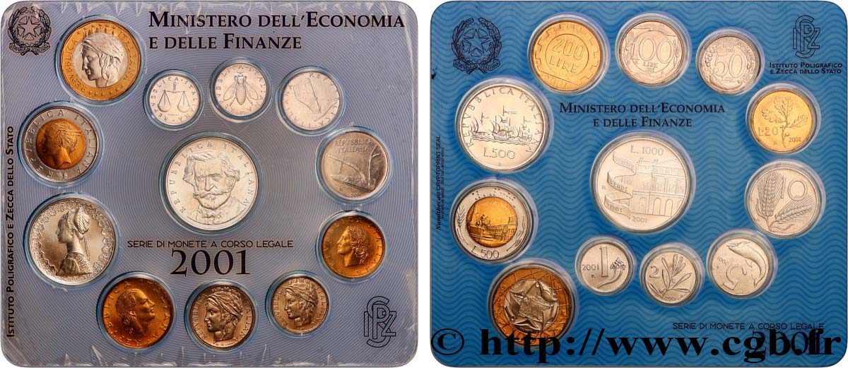 ITALY Série de 12 Monnaies Guiseppe Verdi 2001 Rome - R MS 