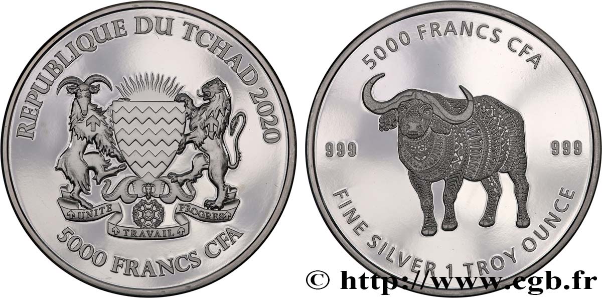 PLATA INVERSIÓN 1 Oz - 5000 francs Proof Buffle 2020  FDC 