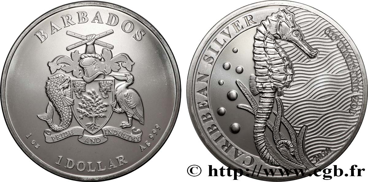 ARGENTO INVESTIMENTO 1 Oz - 1 Dollar Proof Hippocampe  2020  FDC 