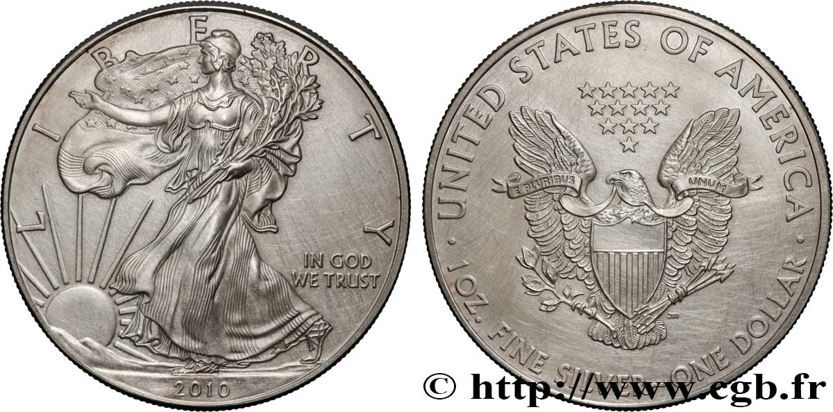 SILVER INVESTMENT 1 Dollar type Liberty Silver Eagle 2010  AU 