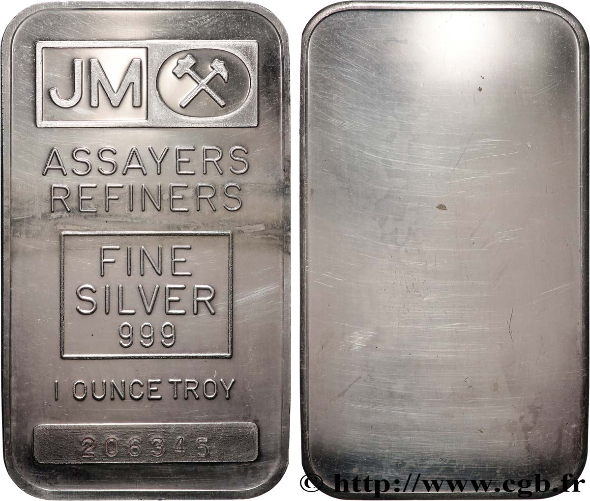 SILVER INVESTMENT Lingotin de 1 once - ARGENT 999,9 - JM Assayers Refiners n.d. s.l. MS 