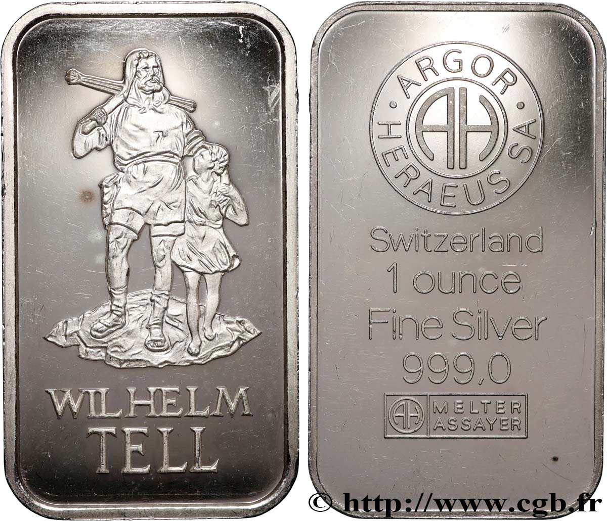 SILVER INVESTMENT Lingotin de 1 once - ARGENT 999 - Guillaume Tell n.d. s.l. MS 