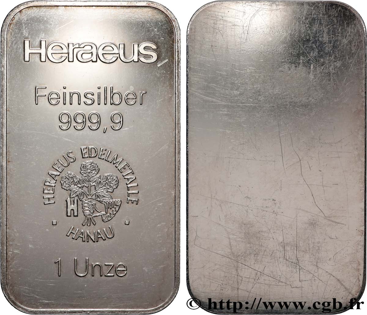 SILVER INVESTMENT Lingotin de 1 once - ARGENT 999 - Heraeus n.d. s.l. fST 