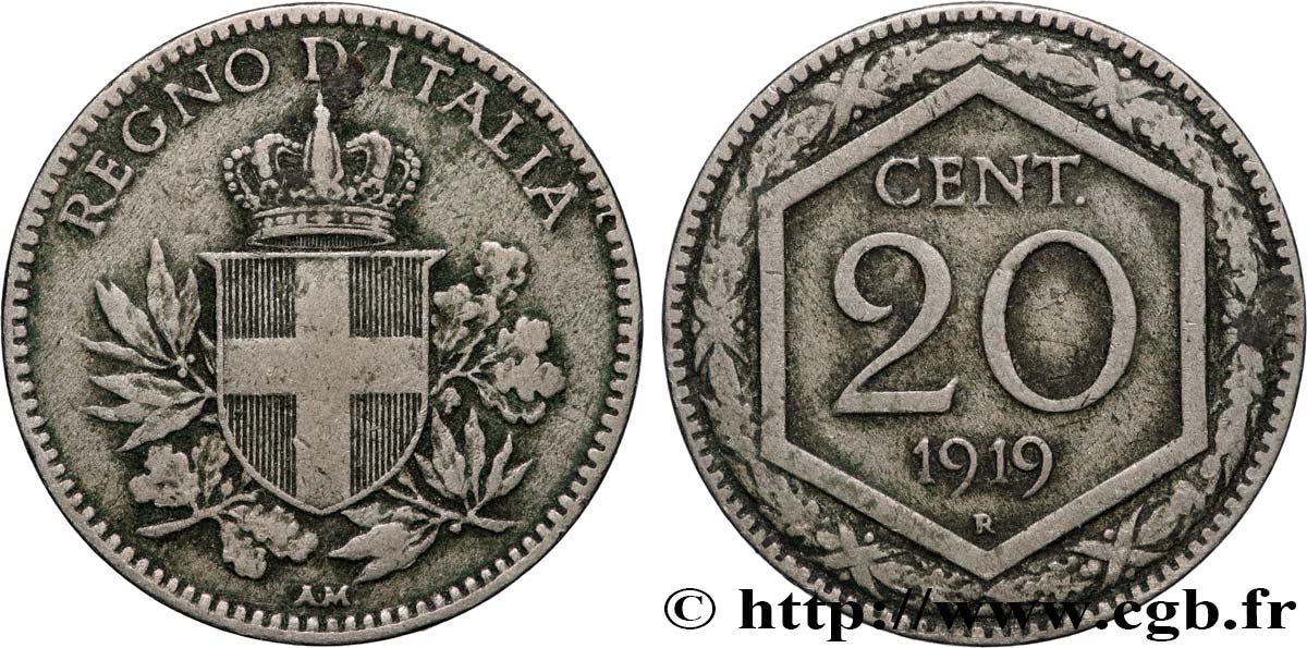 ITALIE 20 Centesimi écu 1919 Rome  TTB 
