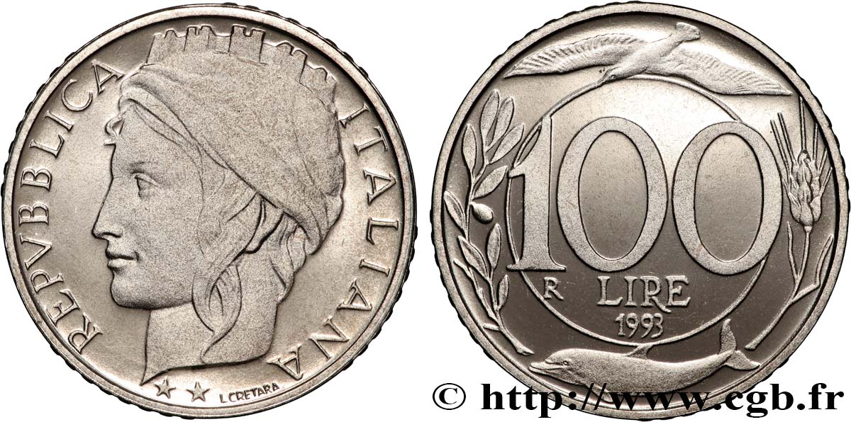 ITALIE 100 Lire Proof allégorie de l’Italie 1993 Rome - R FDC 