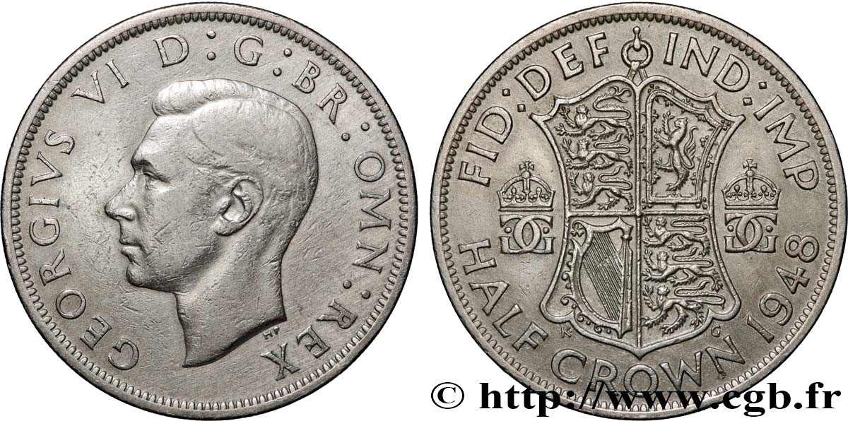 REINO UNIDO 1/2 Crown Georges VI 1948  MBC 