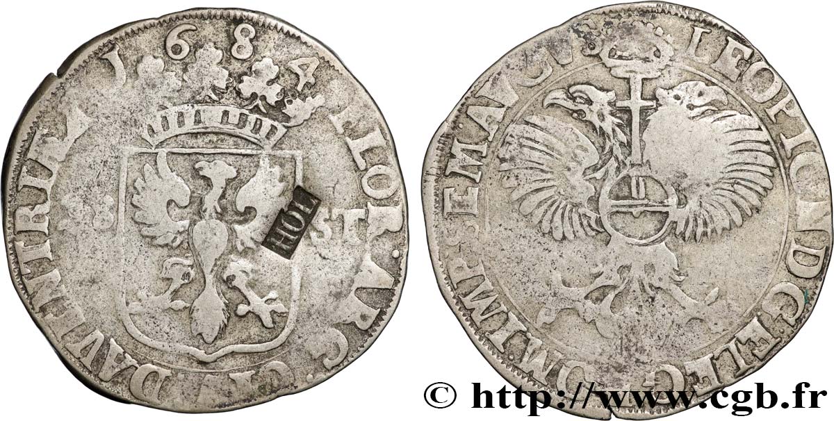 NIEDERLANDE - VEREINIGTEN PROVINZEN  - HOLLAND 28 Stuivers / 1 Florin contremarqué sur un florin de Deventer de 1684 (1693)  fSS 