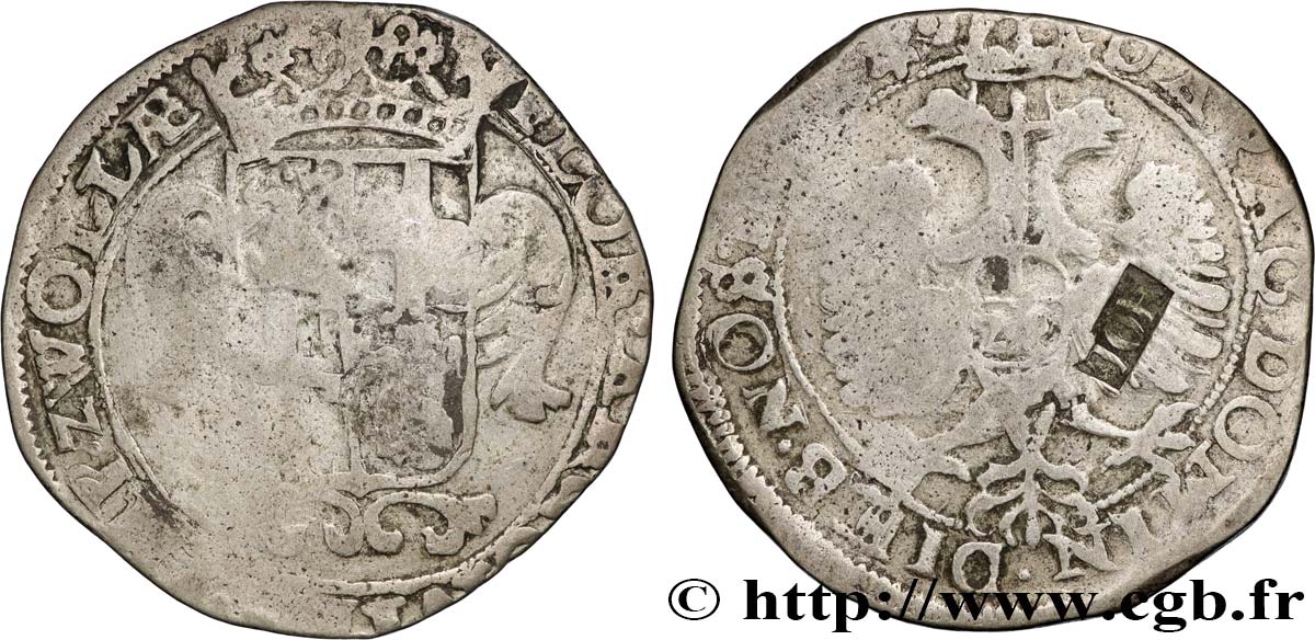 NETHERLANDS - HOLLAND 28 Stuivers / 1 Florin contremarqué sur un florin de la province de Zwolle (1693)  VF 